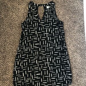 Black and white linen shift dress